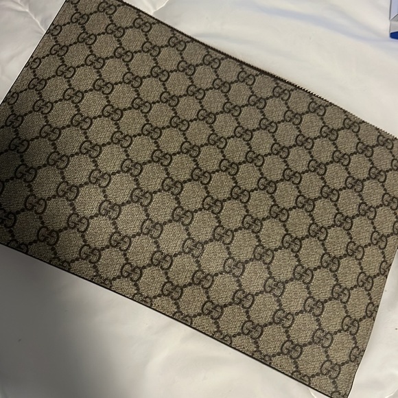 Gucci neosupreme pouch gg wristlet purse tan brown yellow gold AS IS - Picture 10 of 15